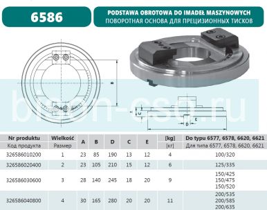 Поворотное основание 6586-2  для  тисков 6577, 6578, 6620, 6621.