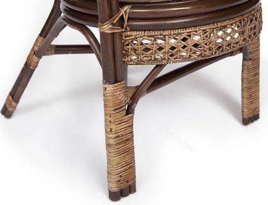 Комплект "PELANGI" 02/15 (стол со стеклом + 4 кресла) без подушек, ротанг, walnut (грецкий орех)