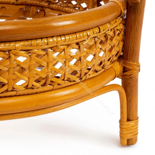 Комплект "PELANGI" 02/15 (стол со стеклом + 4 кресла) без подушек, ротанг, Honey (мед)