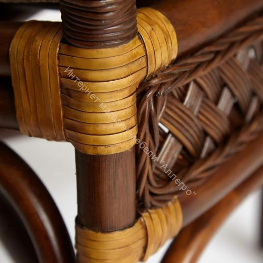 Комплект террасный ANDREA (стол кофейный со стеклом + 2 кресла + подушки) ротанг, Pecan Washed (античн. орех)