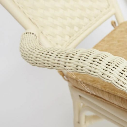 Комплект террасный ANDREA (стол кофейный со стеклом + 2 кресла + подушки) ротанг, TCH White (белый)