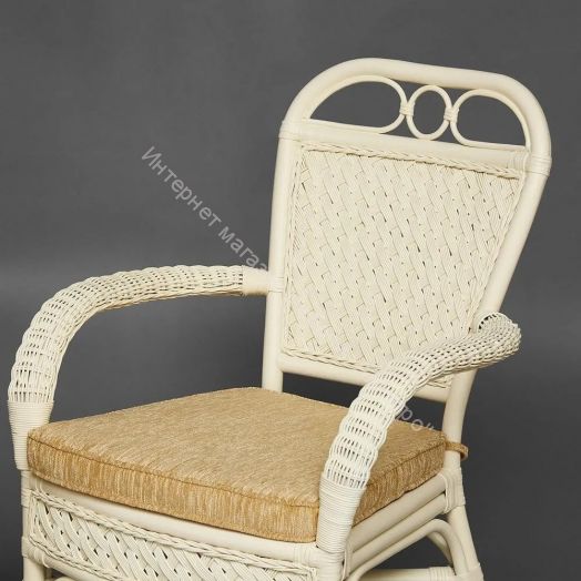 Комплект террасный ANDREA (стол кофейный со стеклом + 2 кресла + подушки) ротанг, TCH White (белый)