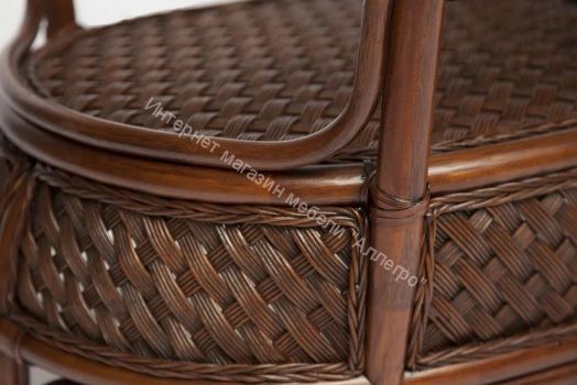 Комплект обеденный "ANDREA GRAND" (стол со стеклом+6 кресел+ подушки) Pecan Washed (античн. орех), Ткань рубчик, цвет кремовый