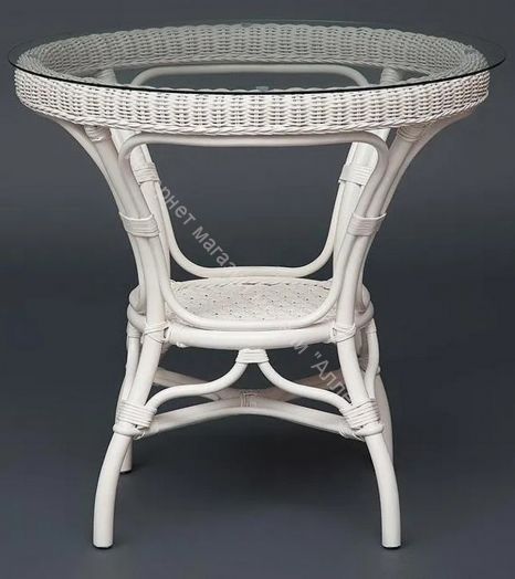 Комплект обеденный "ANDREA" ( стол со стеклом + 4 кресла + подушки) TCH White (белый), Ткань рубчик, цвет кремовый