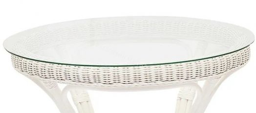 Комплект обеденный "ANDREA" ( стол со стеклом + 4 кресла + подушки) TCH White (белый), Ткань рубчик, цвет кремовый