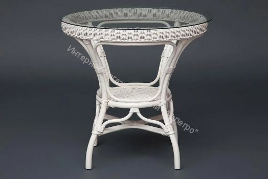 Комплект обеденный "ANDREA" ( стол со стеклом + 4 кресла + подушки) TCH White (белый), Ткань рубчик, цвет кремовый