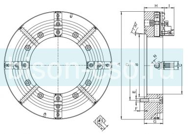 Токарный патрон 4317-25"-20-12,5" HD для обработки труб