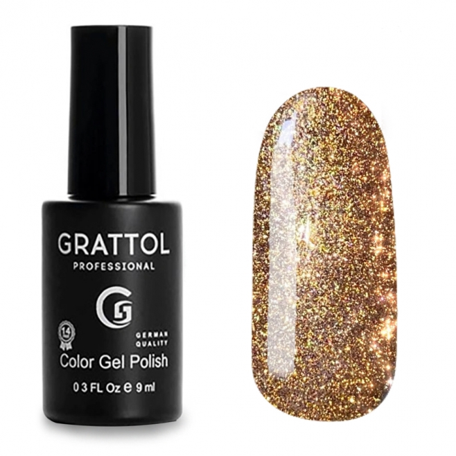 ГЕЛЬ-ЛАК СВЕТООТРАЖАЮЩИЙ GRATTOL COLOR GEL POLISH BRIGHT CRISTAL 01, 9 МЛ