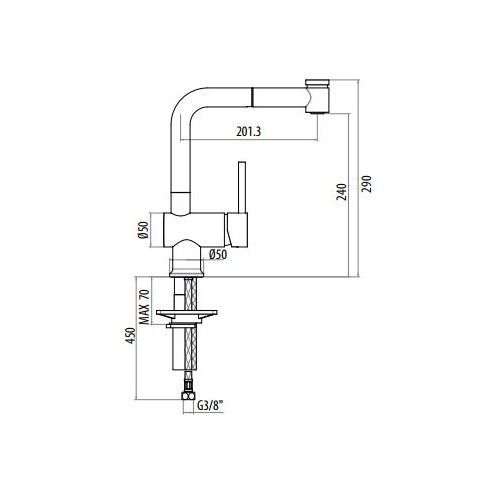 Смеситель для кухни с вытяжным изливом, 2 режима Gattoni Easy 0445 схема 2