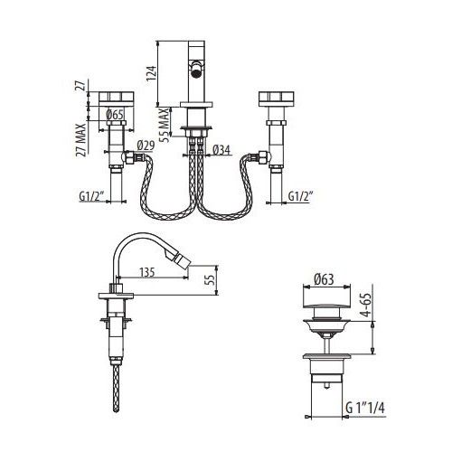 Смеситель для биде Gattoni Dolce Vita GAS GAS216/31 схема 2