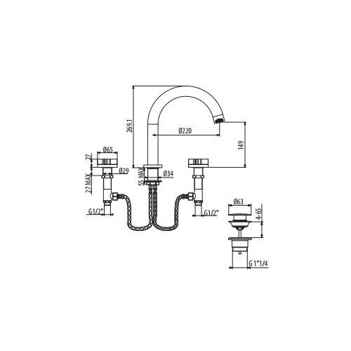 Смеситель для раковины Gattoni Dolce Vita GAS GS110/32 схема 2