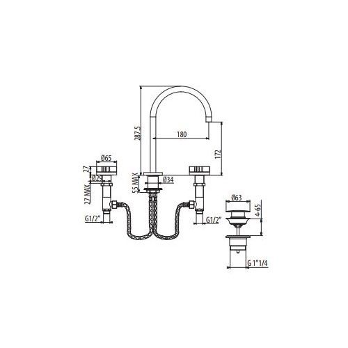 Смеситель для раковины Gattoni Dolce Vita GAS GS100/32 схема 2