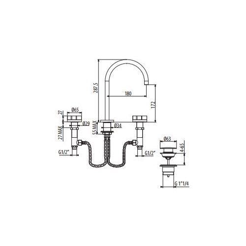 Смеситель для раковины Gattoni Dolce Vita GAS GS100/31 схема 2