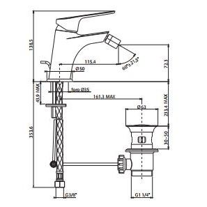 Смеситель для биде с донным клапаном Gattoni H2OMIX4000 40051 схема 2