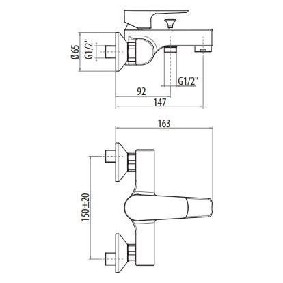 Смеситель для ванны Gattoni H2OMIX3000 3010 схема 2