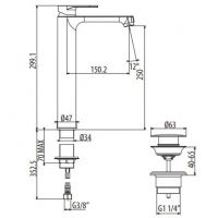 Смеситель для раковины Gattoni H2OMIX7000 MAXI 70060 высокий схема 2