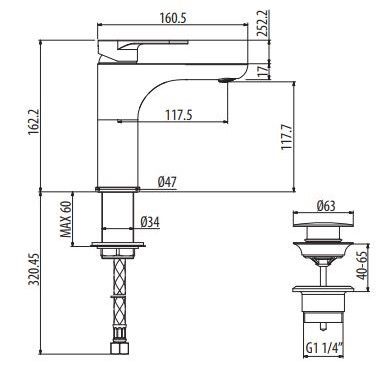 Прогрессивный меситель для раковины Gattoni H2OMIX7000 MAXI 70046 схема 2