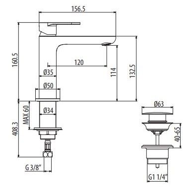 Смеситель для раковины Gattoni H2OMIX7000 MINI 70040 ФОТО