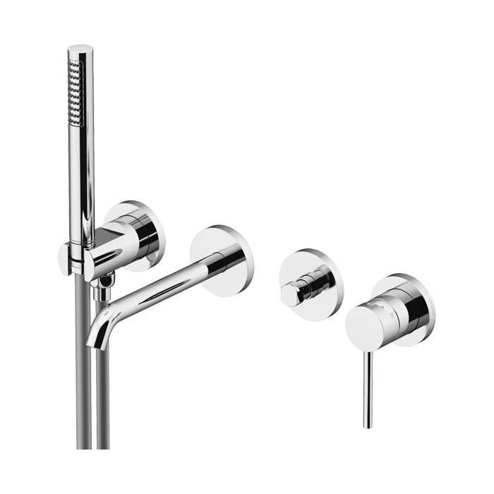 Изображение Смеситель для ванны/душа встраиваемый, на 2 выхода, с душевым комплектом Gattoni Circle Two 9105