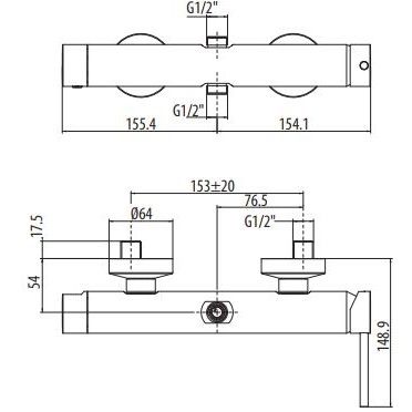 Смеситель для душа на 2 выхода Gattoni Circle One 9028 схема 2