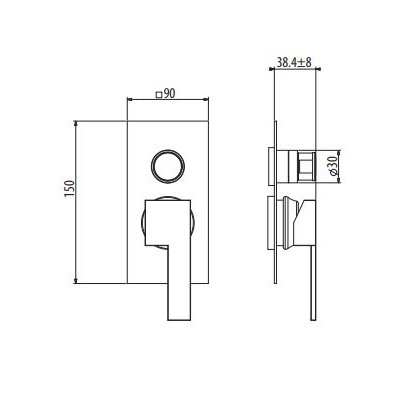 Изображение Смеситель для ванны/душа встраиваемый (внешняя часть), на 2 выхода Gattoni Color Cube 8533/ESC0