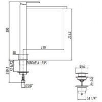 Смеситель для раковины Gattoni Color Cube 8548 излив 210 мм схема 2