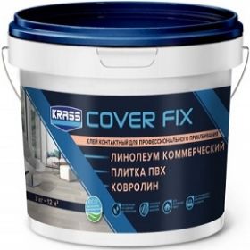 Клей Контактный для Напольных Покрытий Krass Cover Fix 12кг Бежевый для Линолеума, Ковролина, Пробки