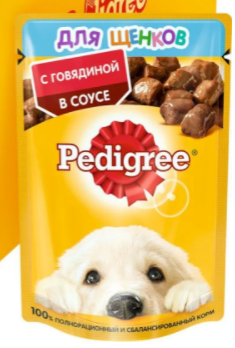 Влажный корм для щенков всех пород Pedigree, с говядиной кусочки в соусе