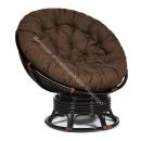 Кресло-качалка "PAPASAN" w 23/01 B / с подушкой / Antique brown (античный черно-коричневый), ткань Коричневый, 3М7-147