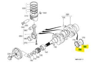 Полукольца коленвала Kubota Z482  (нижние) (+0.20mm) 