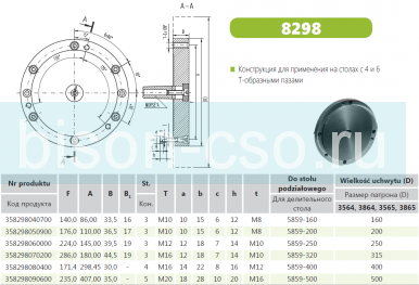 Переходной фланец 8298-160 Bison-Bial для столов 5859