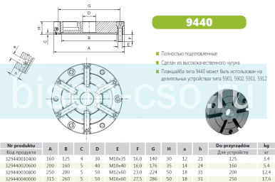 Планшайба 9440-200 Bison-Bial Польша для делительных устройств
