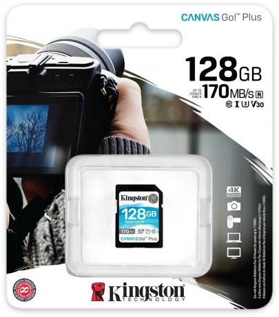 Карта памяти Kingston SDG3 128 GB, чтение: 170 MB/s, запись: 90 MB/s