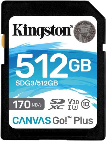 Флеш карта SD 512GB Kingston SDXC Class 10 UHS-I U3 V30 Canvas Go Plus 170MB/s