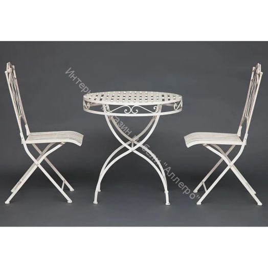 Комплект (стол + 2 стула) Secret de Maison PALLADIO (mod. PL08-8668/8669) металл, белый антик (antique white)
