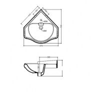 Раковина Kerasan Retro угловая с 1 отверстием 1032 схема 2