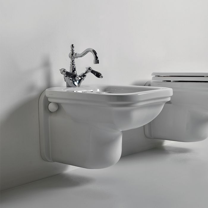 Изображение Подвесное биде Kerasan Waldorf в комплекте с шумоизоляционной пластиной и накладкой перелива 4125K1