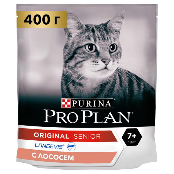 Корм сухой Pro Plan Adult 7+ для кошек старше 7 лет с лососем 0.4кг