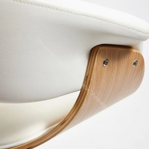 Барный стул VIMTA (mod.4021S) металл/дерево/экокожа, белый/натуральный/хром