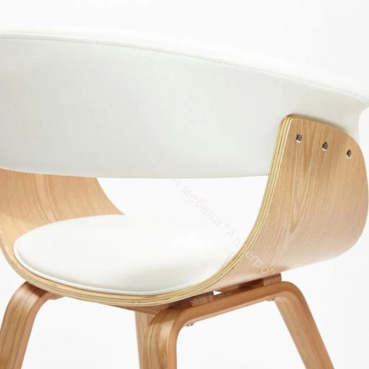 Стул VIMTA (mod.8021) дерево / экокожа, натуральный/белый