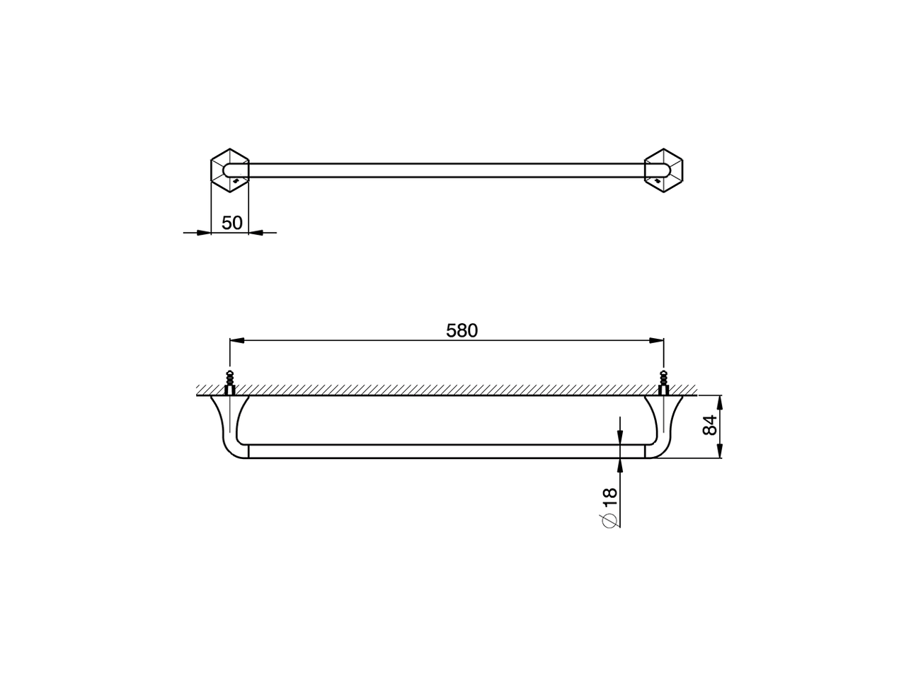 Настенный держатель для полотенец Cisal Cherie CE090100/CE090101/CE090102 схема 6