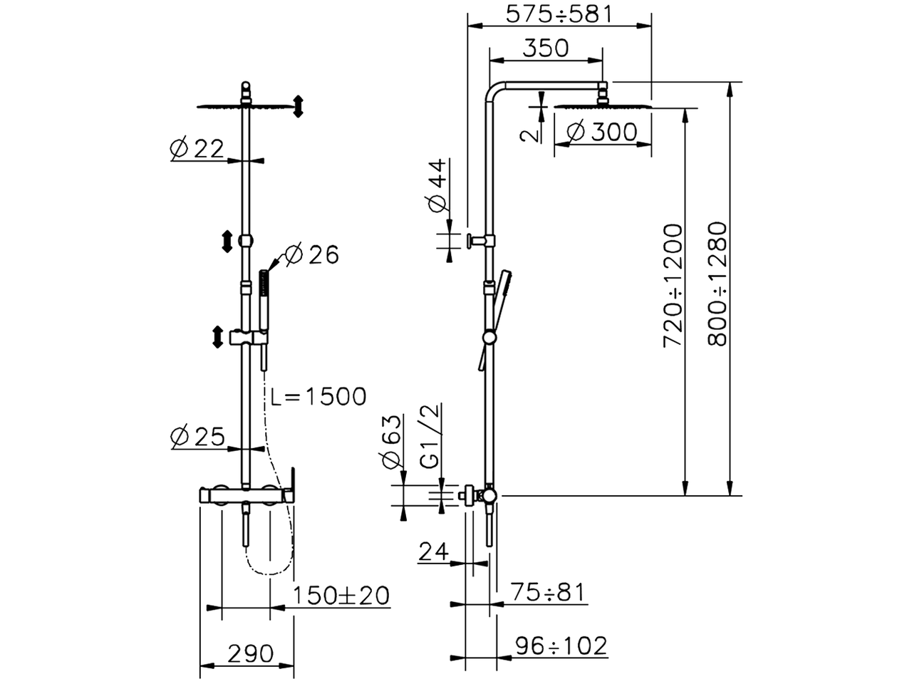 Душевая колонна Cisal Tender C2004033 схема 2