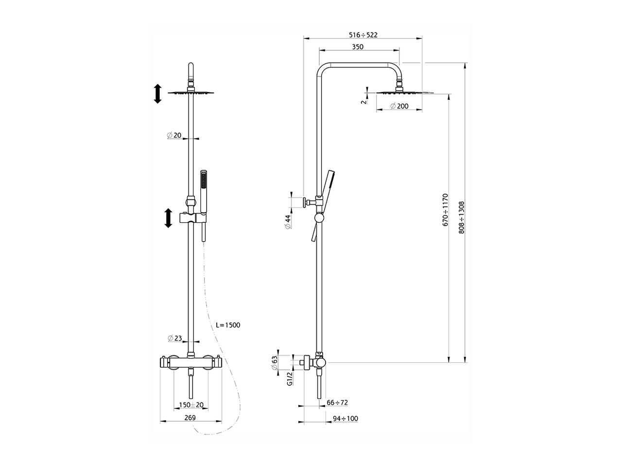 Душевая стойка Cisal Colonne Doccia EAC82070 схема 2