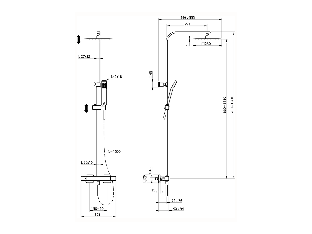 Душевая колонна Cisal Colonne Doccia QTC8613H схема 2