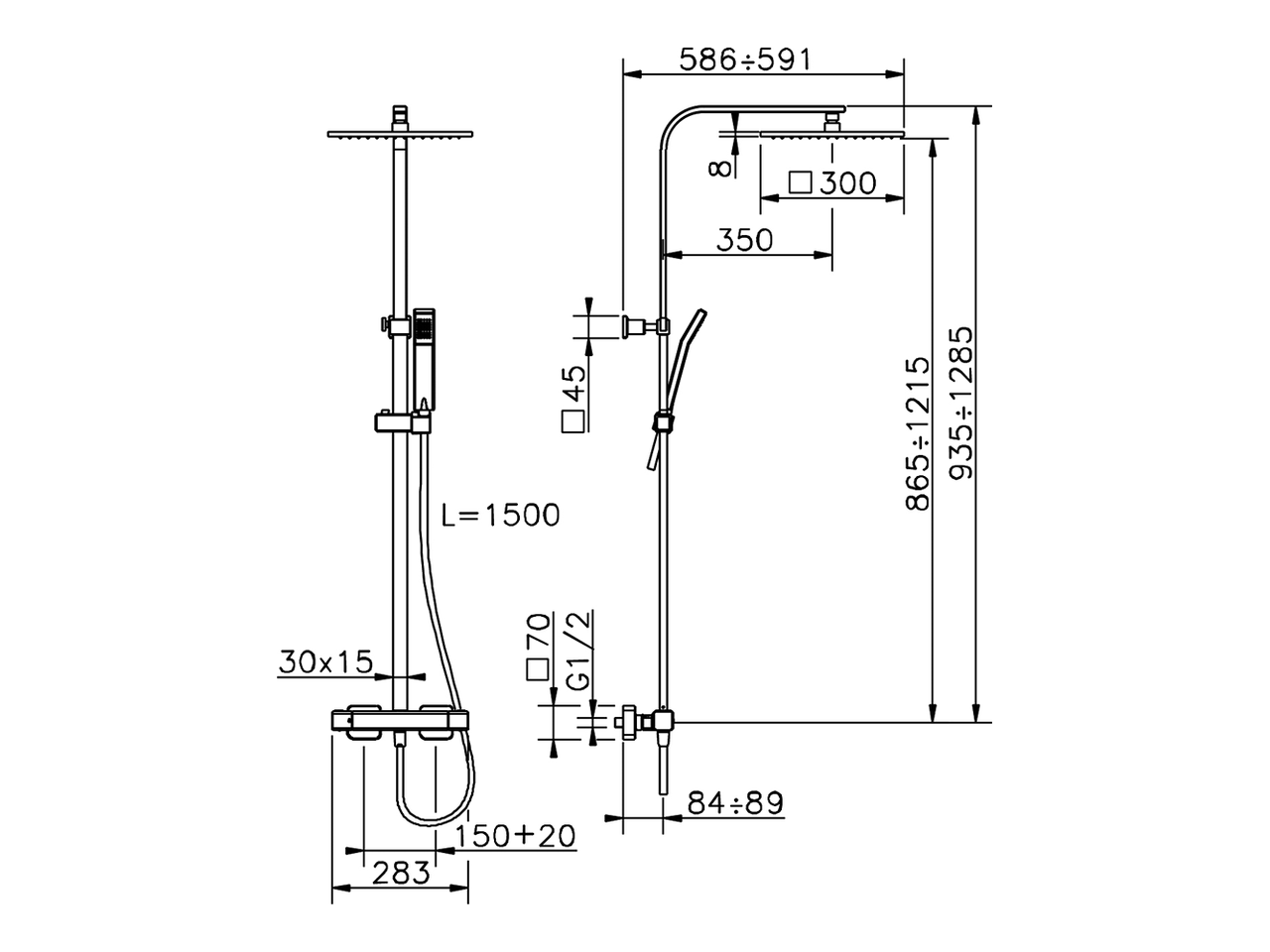 Душевая колонна Cisal Cubic CUC8601M схема 2