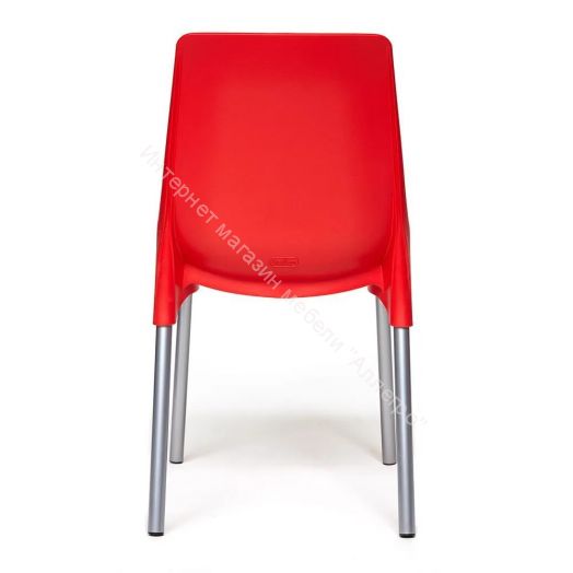 Стул GENIUS (mod 75) металл/пластик, красный/ножки хром