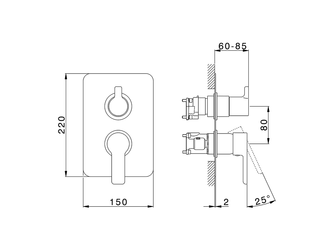 Смеситель для ванны и душа Cisal Softcube SC0BM030 схема 2