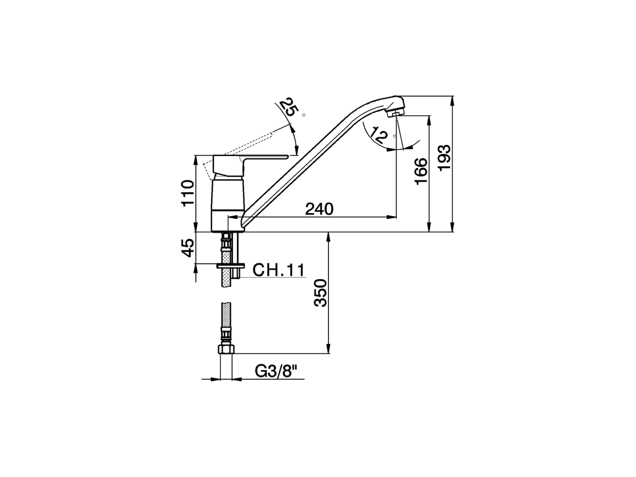 Смеситель для кухни Cisal Kitchen Energy Save C2000585 схема 2