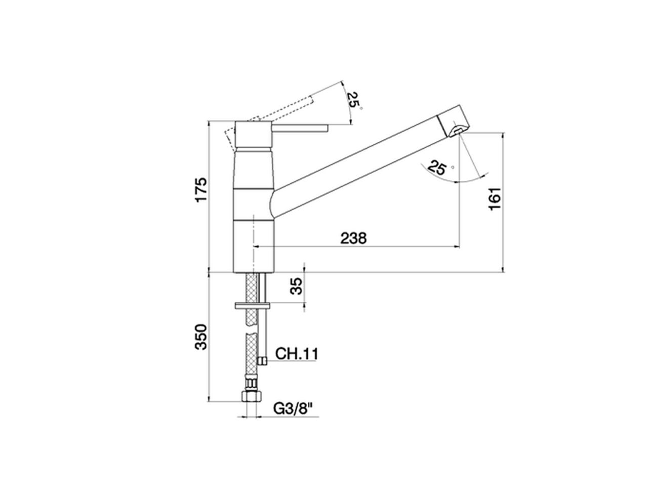 Смеситель для кухни Cisal Kitchen CV000580 схема 2