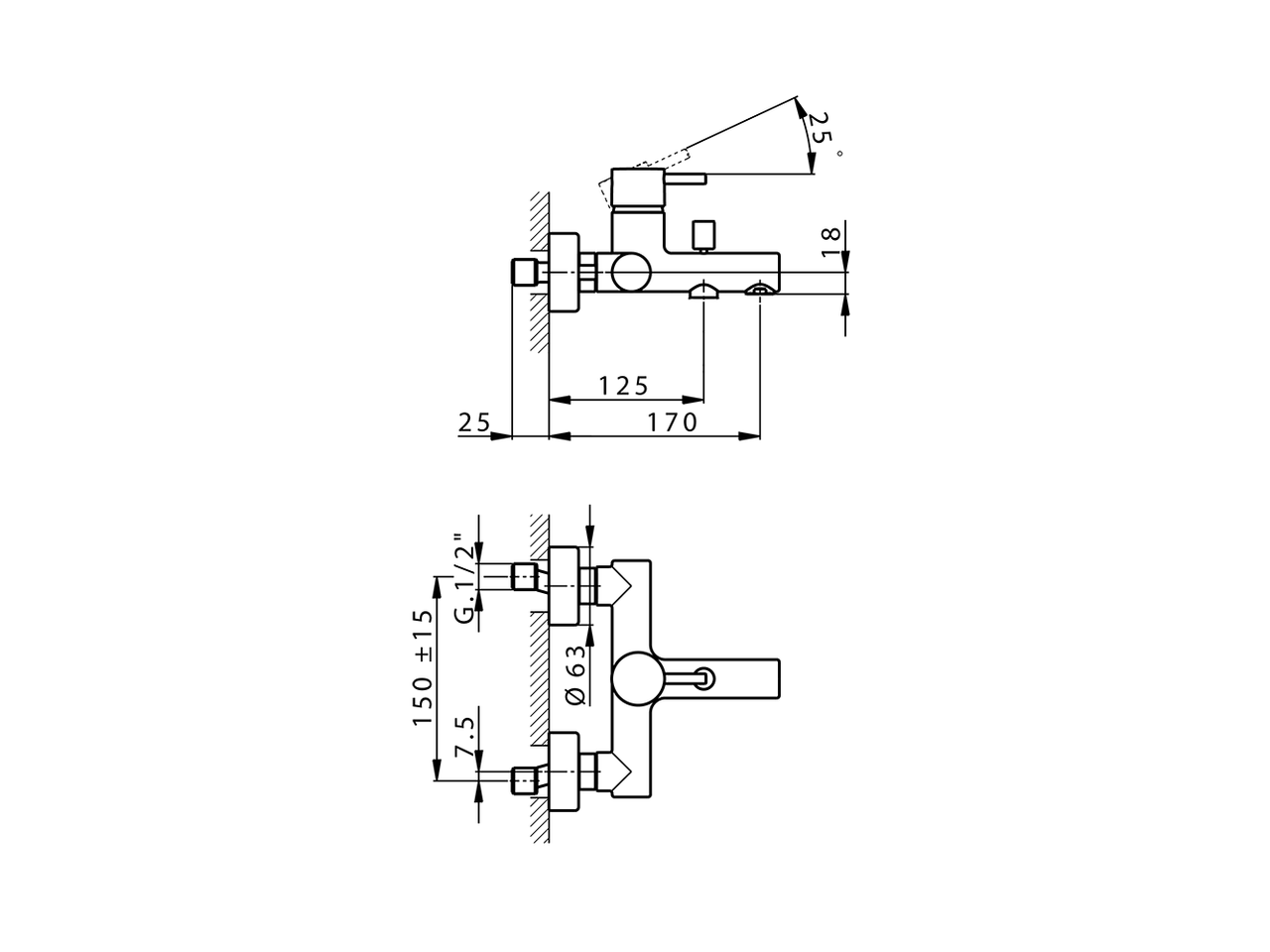 Смеситель для ванны Cisal Less Minimal LM000130/LM000121 схема 2